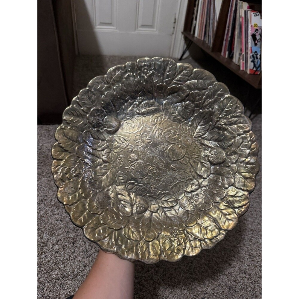 Reed & Barton #115 Silverplate Fruit Embossed Serving Bowl 13.5” Vintage
